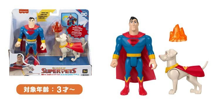 【送料無料】【新品】DCスーパーペット DC League of Super-Pets 映画 がんばれ! スーパーペット スーパーマン＆クリプト HGL02 ブルー　アクションフィギュア　マテル MATTEL画像