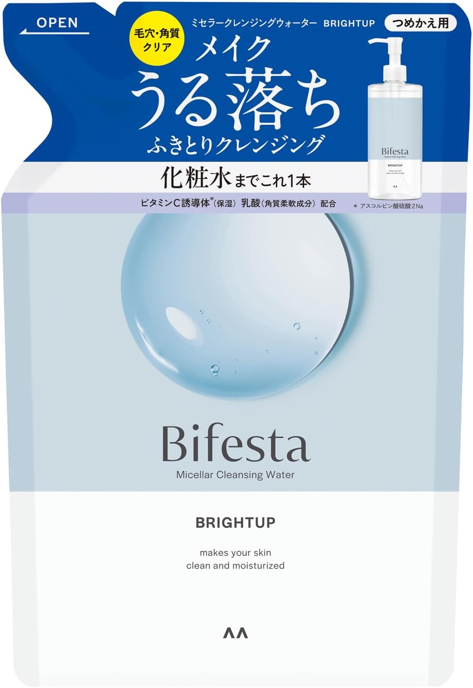 Bifesta ビフェスタ ミセラークレンジングウォーター ブライトアップ つめかえ用 ふき取りクレンジング オイルフリー 無香料 360mL 4902806113136