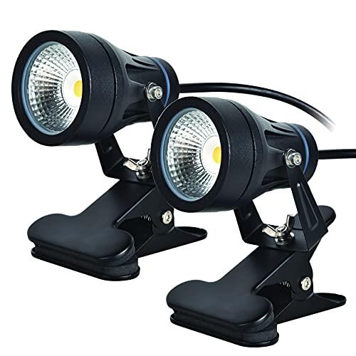 okalumi 防水 クリップライト LED スポットライト 屋外 白色 6000K 7W 小型 看板照明 屋外 屋内兼用 led器具 店舗用 防雨 延長コード3m 看板用ライト 店頭看板 水槽灯 作業用ライト 六角レンチ付き 【2個セット】