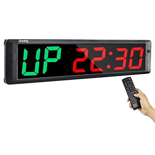 Jhering スポーツタイマー 得点板 トレーニング タイマー ストップウォッチ 多機能 インターバル ジム フィットネス 教室 自宅 Led 壁掛け クロック リモコン 4、6桁(グリーン/レッド)|よつば商店