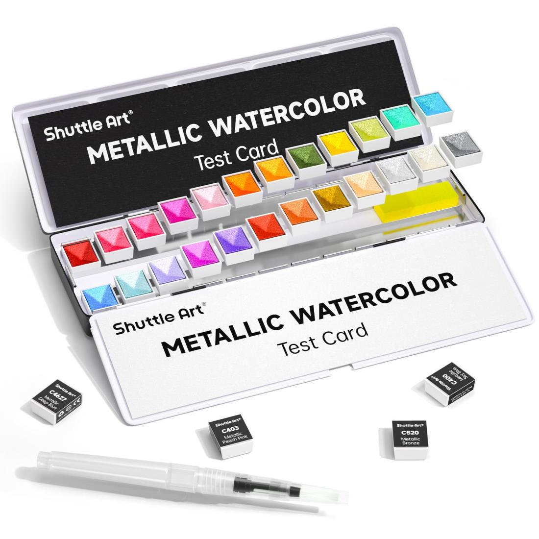 自家製絵の具 Labradorite Genuine ハーフパン 楽天市場】Shuttle Art 固形水彩絵の具 メタリック 24色セット