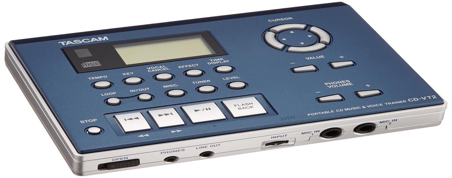 TASCAM(タスカム) CD-VT2 詠唱読み合わせる CD電気蓄音機 小型 パウダーコンパクト 携帯型 足がかり取り替えっこ 機敏さ・ペース取り替えっこ 詠唱とり止める マイ 茄子一 カラオケ読み合わせる