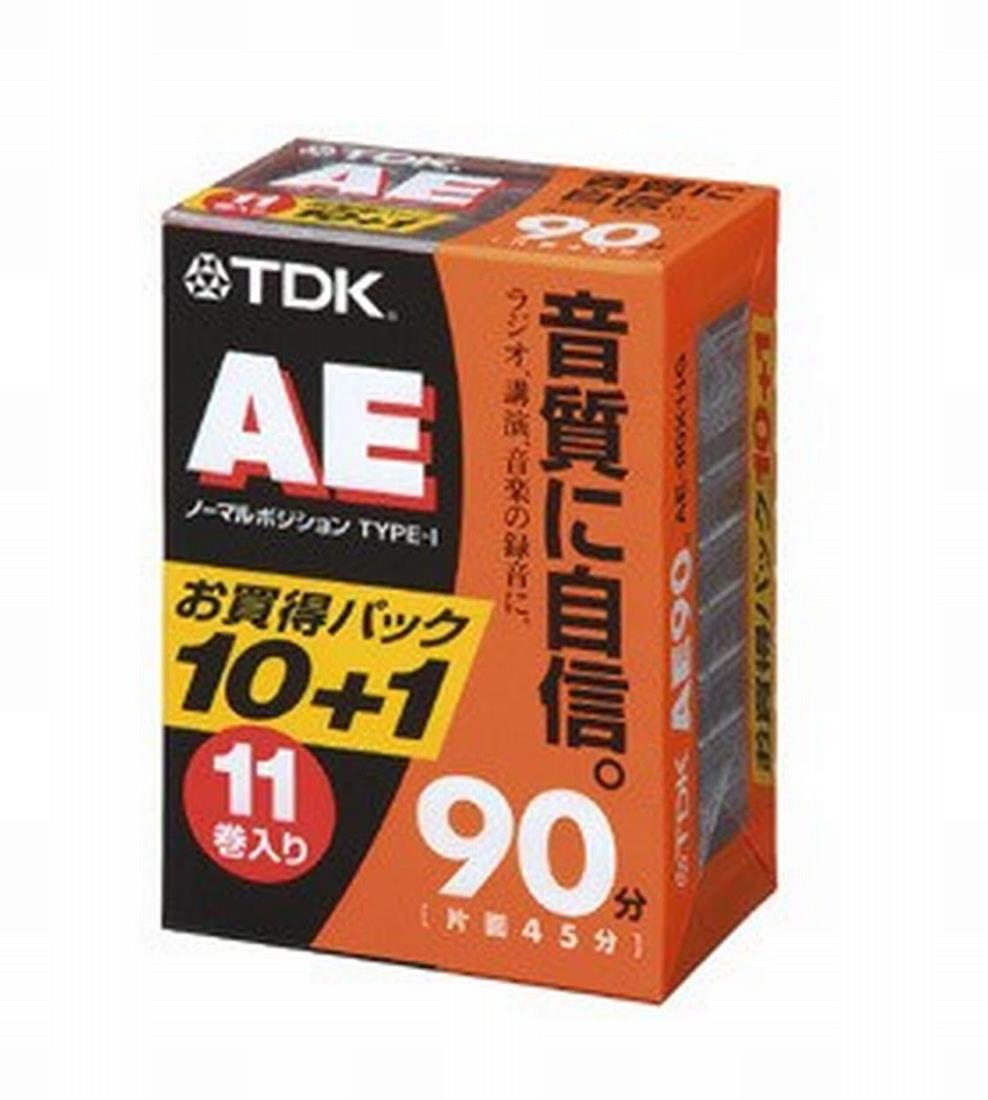 TDK オーディオカセットテープ AE 90分11巻容器に並べる [AE-90X11G]