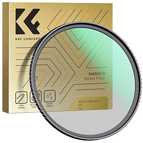 K＆F Concept 77mm ブラックミスト1/4フィルター ソフト効果 1/4 コントラスト調整用 ソフト描写用フィルター ブラックディフュージョン 24層ナノコーティング 薄枠設計 撥水 撥油 （Nano-D シリーズ）