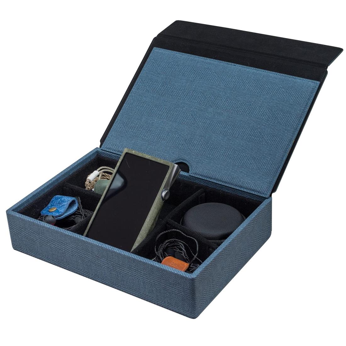 MITER キャリングケース DAP + Earphone イヤホン 収納, Carrying Case Cover for Digital Audio Player and IEM Earphones (6イヤホン収納-Blue)