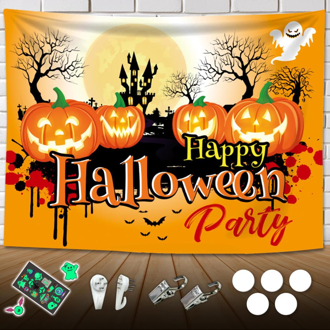 Halloween ハロウィン　タペストリー　　背景　　撮影　大きいかぼちゃ　秋 送料無料】【125×80cm】c☆ハロウィン 背景 タペストリー 飾り