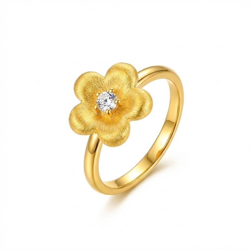 指輪 レディース シルバー925 金メッキ 花 フラワーモチーフ ジルコニア 梅の花 和風 華奢 高級感 エレガント きれいめ 大人かわいい シンプル デイリー アクセサリー ジュエリー 重ね付け ギフト プレゼント 贈り物｜YOU SHOP PRO 7,878円
