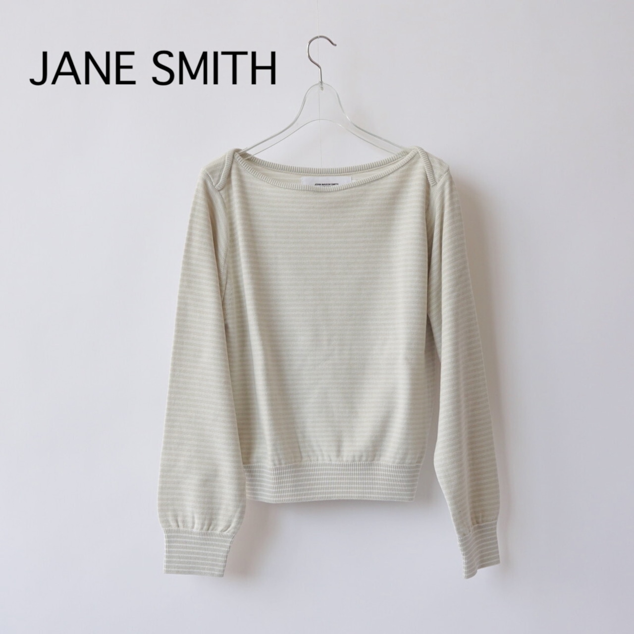 JANE SMITH/ジェーンスミス・12G COTTON BORDER BOAT NECK KNIT サイズ：S カラー：全2色 ベージュ ブラック