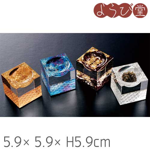 クリスタル キューブ ラウンドホール 硝子強化塗装 5.9x5.9xH5.9cm