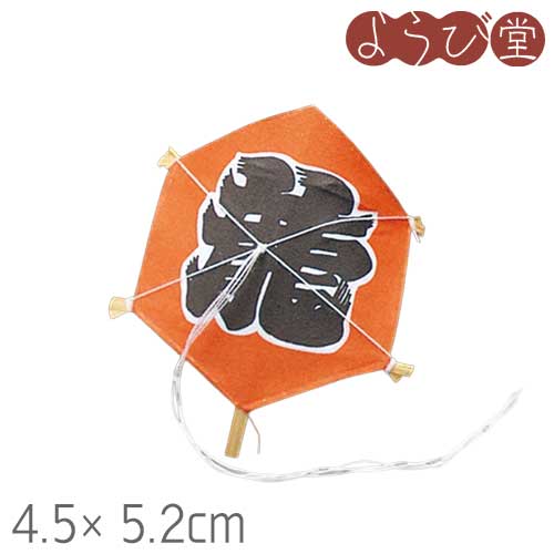 プチ凧 亀甲龍凧 赤 4.5x5.2cm|天然素材の雑貨ようび堂店