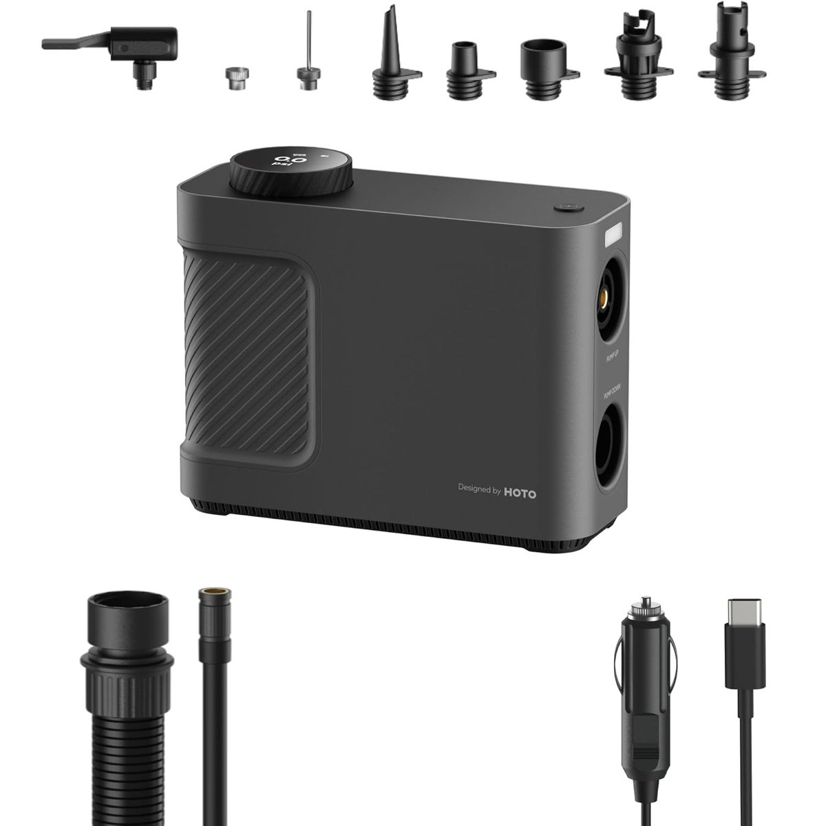 HOTO エアポンプ Master 電動 空気入れ USB充電式 Type-C 軽量 強力 空気抜き 携帯式 大容量バッテリー キャンプ 浮き輪 9つのモード搭載 誕生日プレゼント 男性 父 彼氏 プレゼント 父の日 車 自転車 バイク ボール アウトドア ボード 電動空気入れ タイヤ 空気ポンプ