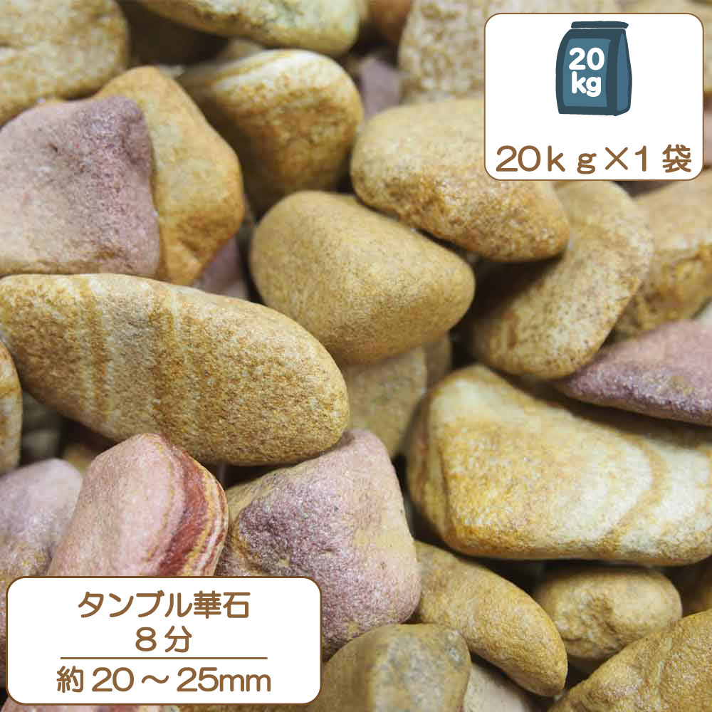 砂利 庭 アプローチ 花壇 タンブル華石 8分 22-28mm 黄 砂岩 アジアン 外構 石 天然石 化粧砂利 ガーデン diy 送料無料｜E-garden 店