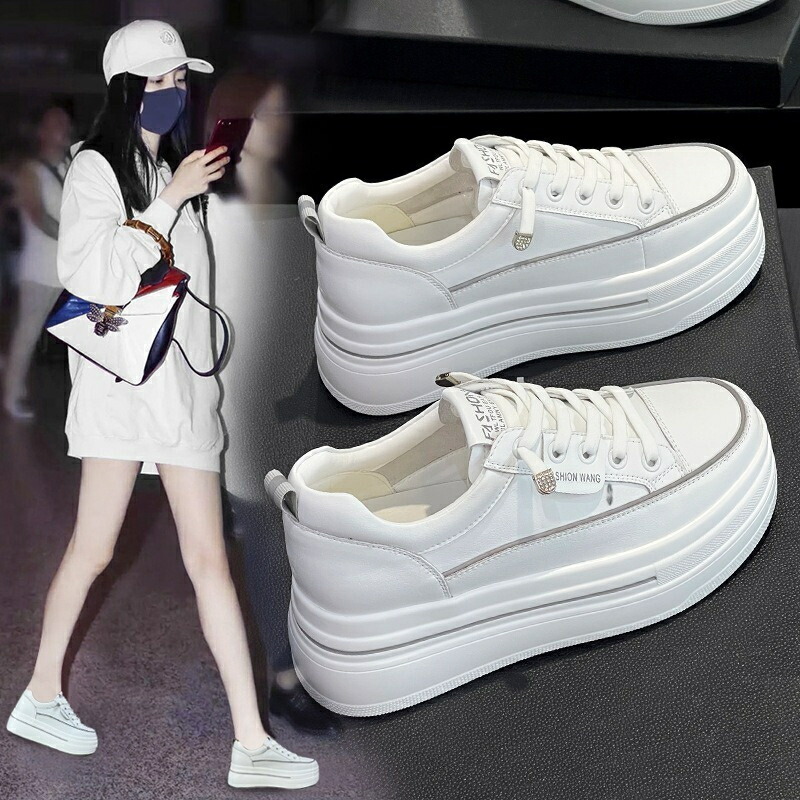 【48 時間限定 クーポン利用で 200 円 OFF】厚底 スニーカー レディース ローカット 8cm 厚手 白 カジュアル 身長アップ 着痩せ 本革 秋 通気性 きれいめ 靴 おしゃれ 細身 スニーカーレディース 歩きやすい ブランド ダッドスニーカー シューズ ウォーキングシューズ