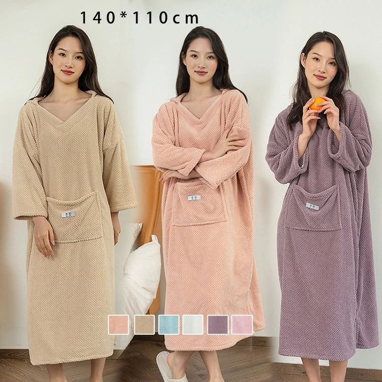 バスローブ　レディース　女性　秋冬 シキギー 厚手 長め パジャマ　ルームウエア　ナイトガウン　部屋着　寝間着　長袖　柔らか　あったか 楽天市場】バスローブ パジャマ レディース 女 秋冬 厚手 前開き
