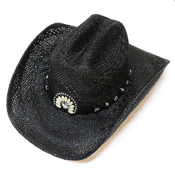 #320073ブルハイド(BULLHIDE)麦わら原料品ウエスタンかぶり笠 - ITCHYGOONIE レディース かんかん帽 麦わら帽子 カウボーイハット カウ御嬢さん 黒 黒いこと S M L 2223BL 【貨物輸送無料】