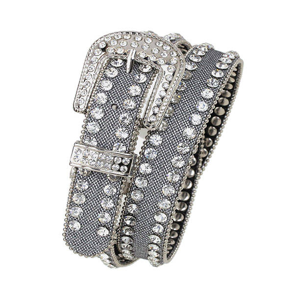 #435016ニューウェーブ New Wave ウエスタン レザー ナローベルト ＜BLING BELT＞ シルバー 本革 9001 SILVER S-L 【送料無料】｜ワイオミングトレイル