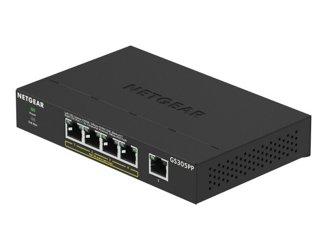 【尖んがり10倍】 NETGEAR 網状組織こしき GS305PP-100JPS [黒いこと] [遷らすす早さ：10BASE-T(10Mbps)/100BASE-TX(100Mbps)/1000BASE-T(1000Mbps) 界面数：5 スイッチングファブリック：10Gbps PoE相応う：○] 【P10倍】