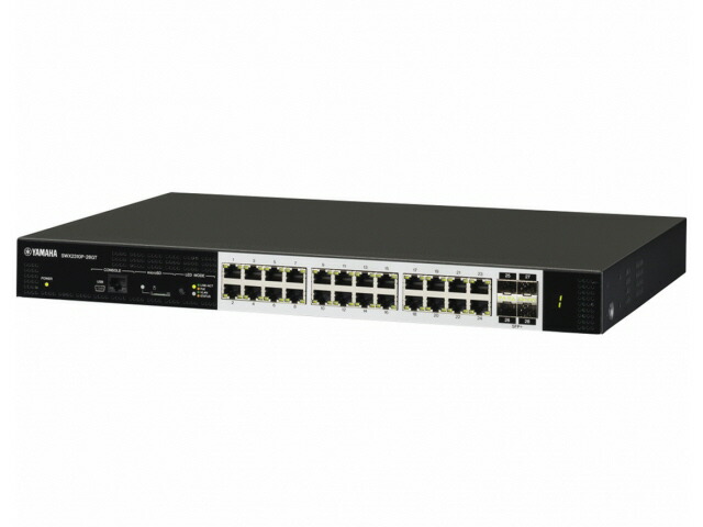 【尖んがり10倍】 ヤマハ 網状組織こしき SWX2310P-28GT [移らすす早さ：10BASE-T(10Mbps)/100BASE-TX(100Mbps)/1000BASE-T(1000Mbps) 界面数：24 スイッチングファブリック：128Gbps PoE相応う：○ ワット数内蔵：○] 【P10倍】