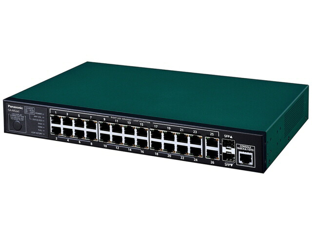 【尖んがり10倍】 パナソニック 網状組織こしき GA-MS24T PN26244 [緑であること/黒いこと] [移らす速力度：10BASE-T(10Mbps)/100BASE-TX(100Mbps)/1000BASE-T(1000Mbps) 界面数：26 スイッチングファブリック：52Gbps ワット数内蔵：○] 【P10倍】