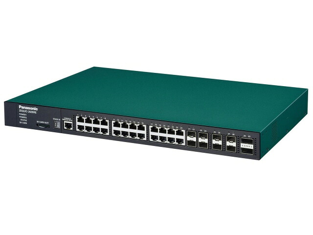【尖んがり10倍】 パナソニック 網状組織こしき ZEQUO 2600RE PN26241E [遷らすす早さ：10BASE-T(10Mbps)/100BASE-TX(100Mbps)/1000BASE-T(1000Mbps) 界面数：24 スイッチングファブリック：288Gbps ワット数内蔵：○] 【P10倍】