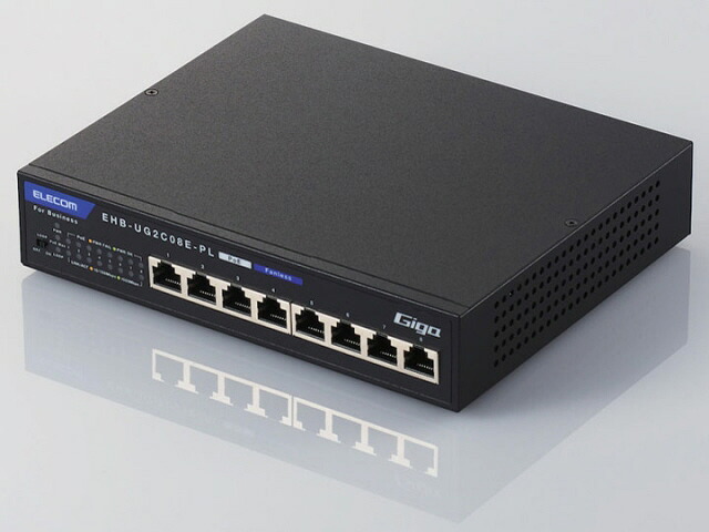 【尖んがり10倍】 エレコム 網状組織こしき EHB-UG2C08E-PL [黒いこと] [移らすす早さ：10BASE-T(10Mbps)/100BASE-TX(100Mbps)/1000BASE-T(1000Mbps) 界面数：8 スイッチングファブリック：16Gbps PoE相応う：○] 【P10倍】