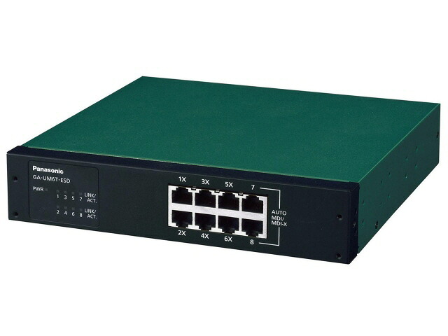 【尖んがり10倍】 パナソニック 網状組織こしき GA-UM6T-ESD PN24061 [遷らすす早さ：10BASE-T(10Mbps)/100BASE-TX(100Mbps)/1000BASE-T(1000Mbps) 界面数：8 スイッチングファブリック：16Gbps ワット数内蔵：○] 【P10倍】