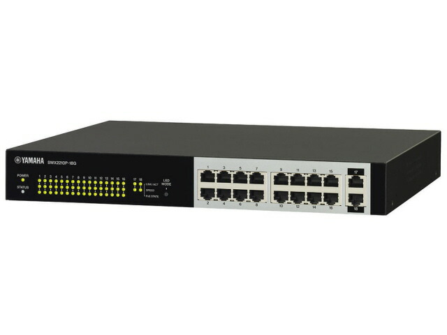 【尖んがり10倍】 ヤマハ 網状組織こしき SWX2210P-18G [遷らすす早さ：10BASE-T(10Mbps)/100BASE-TX(100Mbps)/1000BASE-T(1000Mbps) 界面数：18 スイッチングファブリック：36Gbps PoE相応う：○ ワット数内蔵：○] 【P10倍】
