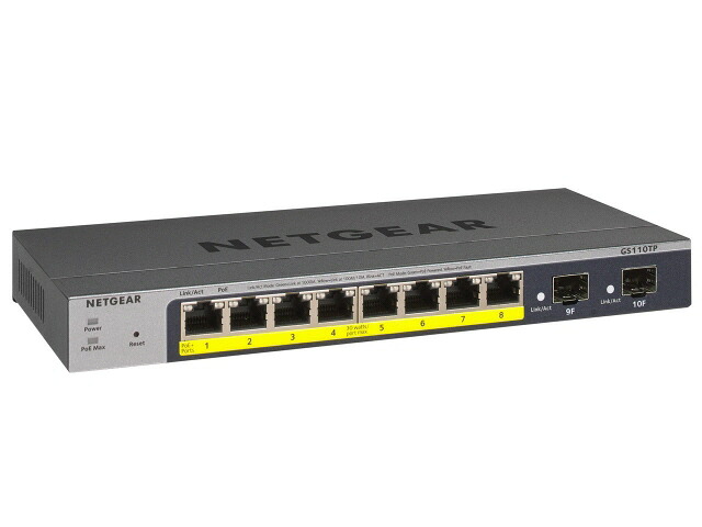 【ポイント10倍】 NETGEAR ネットワークハブ GS110TP-300AJS [転送速度：10BASE-T(10Mbps)/100BASE-TX(100Mbps)/1000BASE-T(1000Mbps) ポート数：8 スイッチングファブリック：20Gbps PoE対応：○] 【P10倍】｜YOUPLAN