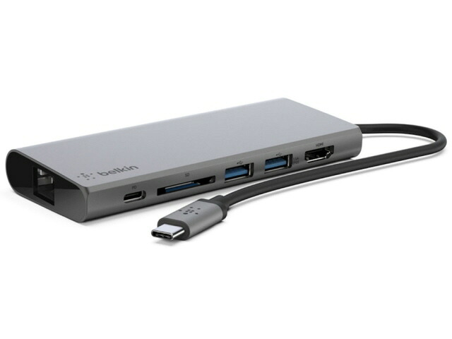 【ポイント10倍】 BELKIN USBハブ F4U092btSGY [ポート数：3系統 インターフェイス(パソコン側)：USB3.1 Gen1(USB3.0) Type-C インターフェイス(USB機器側)：USB3.1 Gen1(USB3.0) Type-Ax2/Type-Cx1/HDMIx1/LANx1/SDカードスロット] 【P10倍】