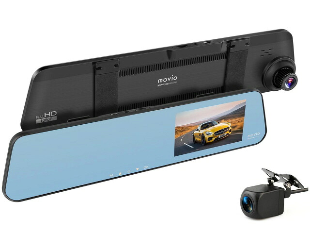 【ポイント10倍】 ナガオカ ドライブレコーダー movio MDVR304MRREAR [本体タイプ：ミラー型 カメラタイプ：前後2カメラ 画素数(フロント)：200万画素 液晶サイズ：4.18型(インチ) 駐車監視機能：標準] 【P10倍】