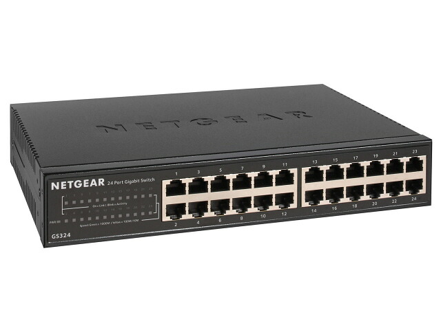 【尖んがり10倍】 NETGEAR スイッチングこしき(網状組織こしき) GS324-200JPS [移らすす早さ：10BASE-T(10Mbps)/100BASE-TX(100Mbps)/1000BASE-T(1000Mbps) 界面数：24 スイッチングファブリック：48Gbps ワット数内蔵：○] 【P10倍】