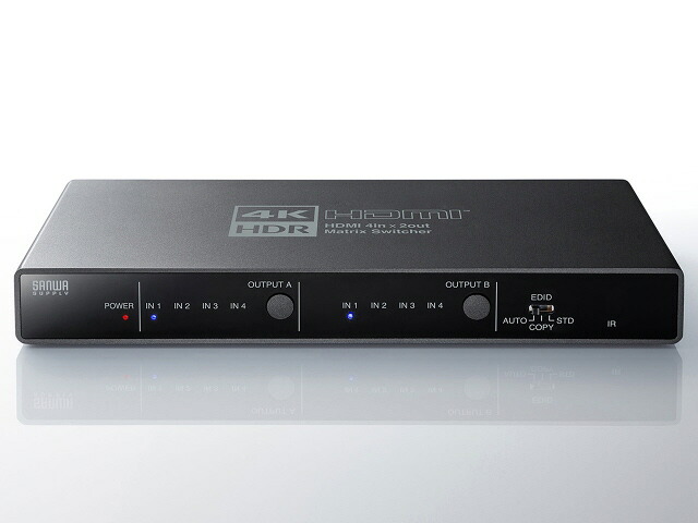 【尖んがり10倍】 サンワサプライ AVセレクター SW-HDR42H [HDMIセレクター：○ HDMIインプット：4取り合わせ HDMI最終生産物：2取り合わせ 幅x高さx奥ぶかさ：190x24x80粍] 【P10倍】