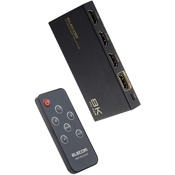 【ポイント10倍】 エレコム AVセレクター DH-SW8KP31BK [ブラック] [HDMIセレクター：○ HDMI入力：3系統 HDMI出力：1系統 幅x高さx奥行：112.3x14.5x56.6mm] 【P10倍】｜YOUPLAN