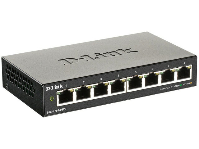 【尖んがり10倍】 D-Link スイッチングこしき(網状組織こしき) DGS-1100-08V2/A1 [移らすす早さ：10BASE-T(10Mbps)/100BASE-TX(100Mbps)/1000BASE-T(1000Mbps) 界面数：8 スイッチングファブリック：16Gbps] 【P10倍】