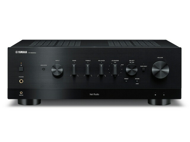【ポイント10倍】 ヤマハ プリメインアンプ R-N1000A(B) [ブラック] [定格出力：100W/8Ω/120W/6Ω 対応インピーダンス：AorB：6Ω以上(6ΩMIN)/4Ω以上(4ΩMIN)/A+B：12Ω以上(6ΩMIN)/8Ω以上(4ΩMIN) 再生周波数帯域：10Hz～100kHz アナログ入力：3系統 ハイレゾ：○]