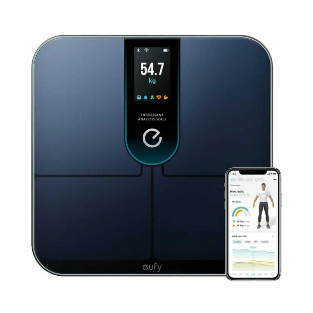 【ポイント10倍】 ANKER 体重計・体脂肪計・体組成計 Eufy Smart Scale P3 [ブラック] [タイプ：体組成計 測定方式：両足 サイズ：325x26x325mm 重量：1.9kg] 【P10倍】｜YOUPLAN