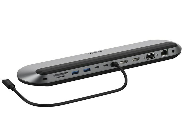 【尖んがり10倍】 BELKIN USBこしき INC014btSGY [しろがね色] [界面数：3取り合わせ インター人間の顔(マイコン側)：USB3.2 Gen2 Type-C インター人間の顔(USB設備側)：USB3.2 Gen2 Type-Ax2/Type-Cx1/HDMIx2/LANx1/VGAx1/3.5mmx1/SD歌留多拡張スロット/microSD歌留多拡張スロット]