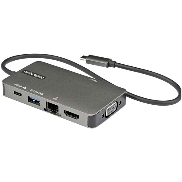 【ポイント10倍】 StarTech.com USBハブ DKT30CHVPD2 [ブラック&グレー] [ポート数：3系統 電源供給：バスパワー インターフェイス(パソコン側)：USB3.2 Gen1 Type-C、Thunderbolt3兼用 インターフェイス(USB機器側)：USB3.2 Gen1 Type-Ax2/Type-Cx1/HDMIx1/LANx1/VGAx1]