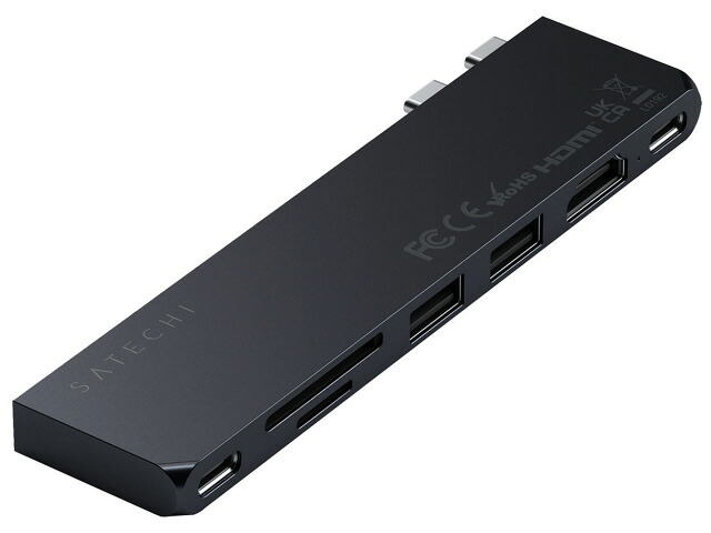 【ポイント10倍】 Satechi USBハブ PST-HUCPHSD [ミッドナイト] [ポート数：4系統 インターフェイス(パソコン側)：USB Type-Cx2 インターフェイス(USB機器側)：USB3.2 Gen2 Type-Ax2/Type-Cx1/USB4 Type-Cx1/HDMIx1/SD/microSD] 【P10倍】｜YOUPLAN