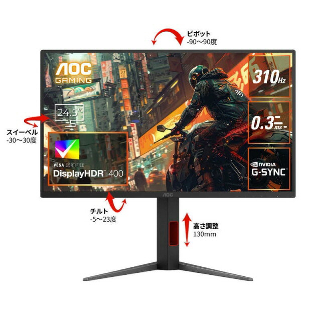 【尖んがり10倍】 AOC マイコン管する・液晶見せびらかす 25G4S/11 [24.5in Black\u0026Red] [管する大きさ：24.5型(in) 解像力 (標準尺度)：盛りだくさん固定ディスク (1920x1080) ダイアログボックス類概念：IPSダイアログボックス リフレッシュ単位料金(垂直方向スキャン周波数)：310サイクル インプット端子：HDMI2.0x2/DisplayPort1.4x1]