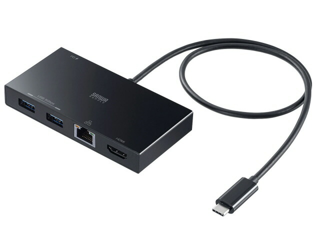 【ポイント10倍】 サンワサプライ USBハブ USB-DKM10BK [ポート数：3系統 電源供給：バスパワー/セルフパワー インターフェイス(パソコン側)：USB3.2 Gen1 Type-C インターフェイス(USB機器側)：USB3.2 Gen1 Type-Ax2/Type-Cx1/HDMIx1/LANx1] 【P10倍】｜YOUPLAN