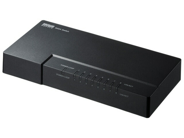 【ポイント10倍】 サンワサプライ スイッチングハブ(ネットワークハブ) LAN-GIGAP802BK [転送速度：10BASE-T(10Mbps)/100BASE-TX(100Mbps)/1000BASE-T(1000Mbps) ポート数：8 スイッチングファブリック：16Gbps 電源内蔵：○] 【P10倍】