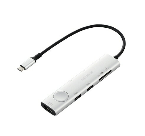 【ポイント10倍】 エレコム USBハブ DST-S080BPSV [シルバー] [ポート数：4系統 電源供給：バスパワー インターフェイス(パソコン側)：USB3.1 Gen1(USB3.0) Type-C インターフェイス(USB機器側)：USB3.2 Gen1 Type-Ax2/Type-Cx2/HDMIx1/SDスロット/microSDスロット]
