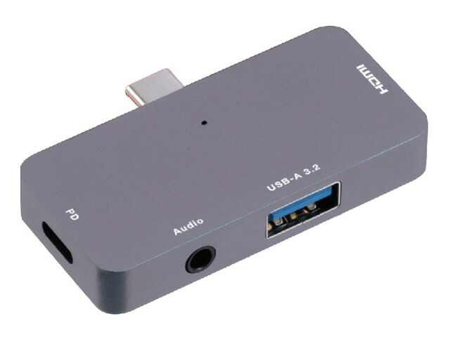【ポイント10倍】 ナカバヤシ USBハブ Digio2 UD-C02GY [グレー] [ポート数：2系統 電源供給：バスパワー インターフェイス(パソコン側)：USB3.2 Gen1 Type-C インターフェイス(USB機器側)：USB2.0 Type-Cx1/USB3.2 Gen1 Type-Ax1/HDMIx1/3.5mm4極ジャックx1] 【P10倍】｜YOUPLAN