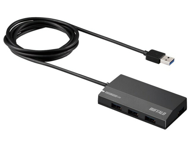 【ポイント10倍】 バッファロー USBハブ BSH4A128U3BK [ブラック] [ポート数：4系統 電源供給：バスパワー/セルフパワー インターフェイス(パソコン側)：USB3.1 Gen1(USB3.0) Type-A インターフェイス(USB機器側)：USB3.1 Gen1(USB3.0) Type-Ax4] 【P10倍】｜YOUPLAN
