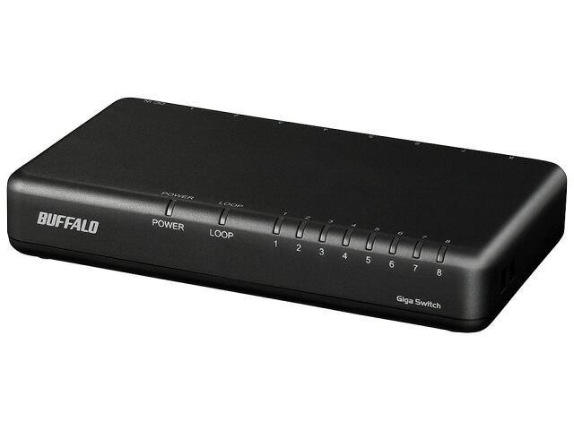 【ポイント10倍】 バッファロー スイッチングハブ(ネットワークハブ) LSW7-GT-8EP/CBK [ブラック] [転送速度：10BASE-T(10Mbps)/100BASE-TX(100Mbps)/1000BASE-T(1000Mbps) ポート数：8 スイッチングファブリック：16Gbps] 【P10倍】