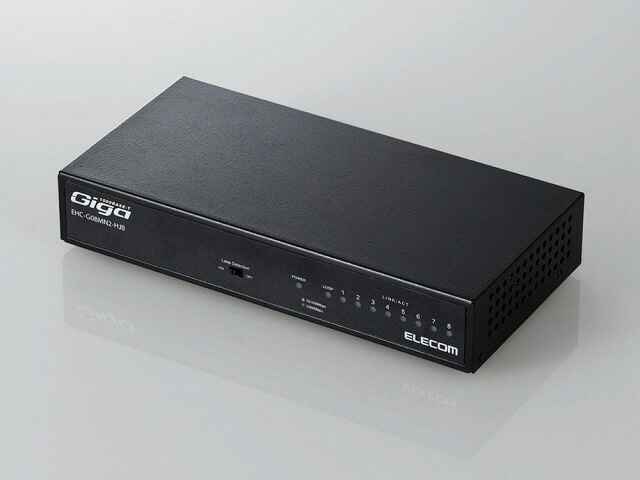 【ポイント10倍】 エレコム スイッチングハブ(ネットワークハブ) EHC-G08MN2-HJB [ブラック] [転送速度：10BASE-T(10Mbps)/100BASE-TX(100Mbps)/1000BASE-T(1000Mbps) ポート数：8 スイッチングファブリック：16Gbps 電源内蔵：○] 【P10倍】