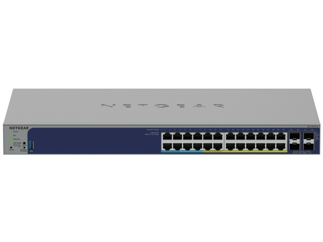 【ポイント10倍】 NETGEAR スイッチングハブ(ネットワークハブ) GS728TXUP-300JPS [転送速度：10BASE-T(10Mbps)/100BASE-TX(100Mbps)/1000BASE-T(1000Mbps) ポート数：24 PoE対応：○ 電源内蔵：○] 【P10倍】
