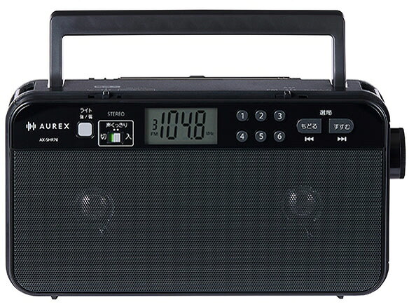【ポイント10倍】 東芝 ラジオ AUREX AX-SHR70(K) [ブラック] [受信バンド：AM/FM シンセチューニング：○ ワイドFM：○ 乾電池：単2形乾電池×3本 AC：○] 【P10倍】
