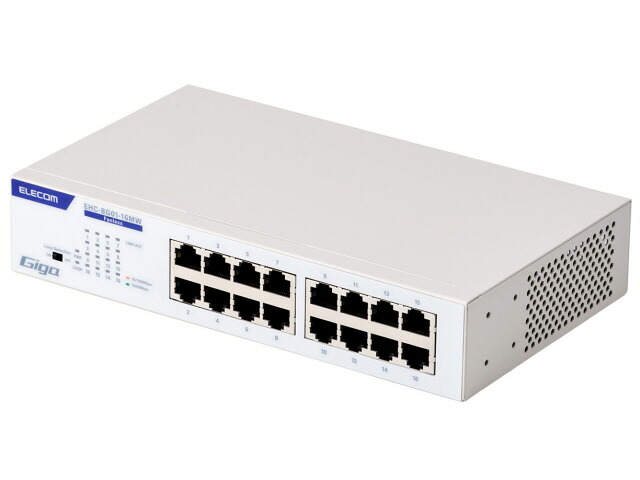 【尖んがり10倍】 エレコム スイッチングこしき(網状組織こしき) EHC-BG01-16MW [白いこと] [移らすす早さ：10BASE-T(10Mbps)/100BASE-TX(100Mbps)/1000BASE-T(1000Mbps) 界面数：16 スイッチングファブリック：32Gbps ワット数内蔵：○] 【P10倍】